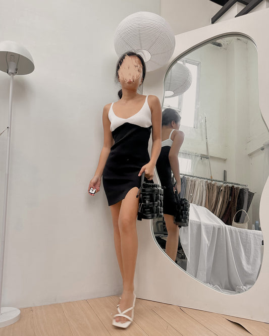 black and white sexy body hugging dress