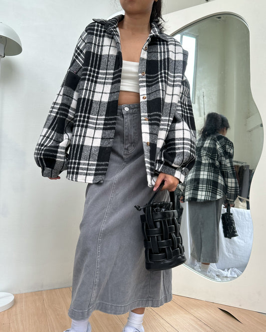 black and white oversize flanel