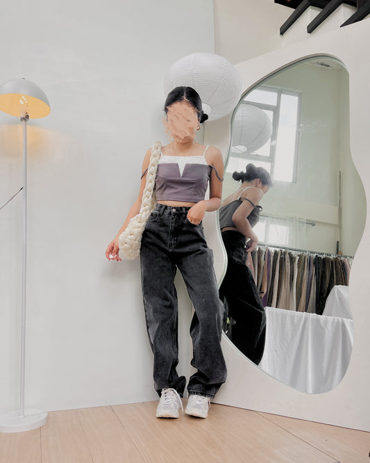 acid washed wide leg denim pants  Z19 (26-27)