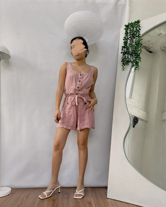 AMERICAN EAGLE linen button down romper shorts
