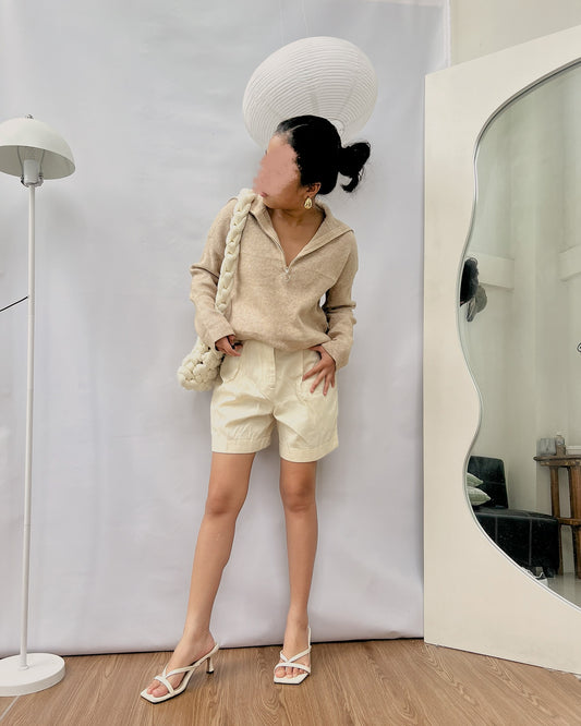 most favorite nude ribbed knit zip up pullover