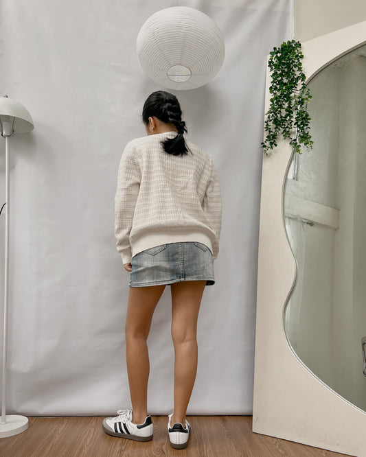 off white tweed knit cardigan