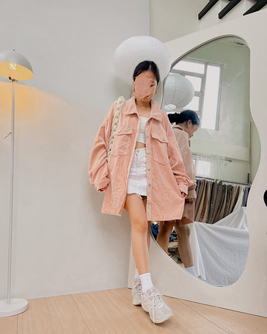 uniqlo salmon pink oversize corduroy jacket