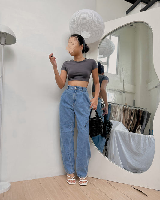 vintage washed pleated denim pants (28/29) Z37