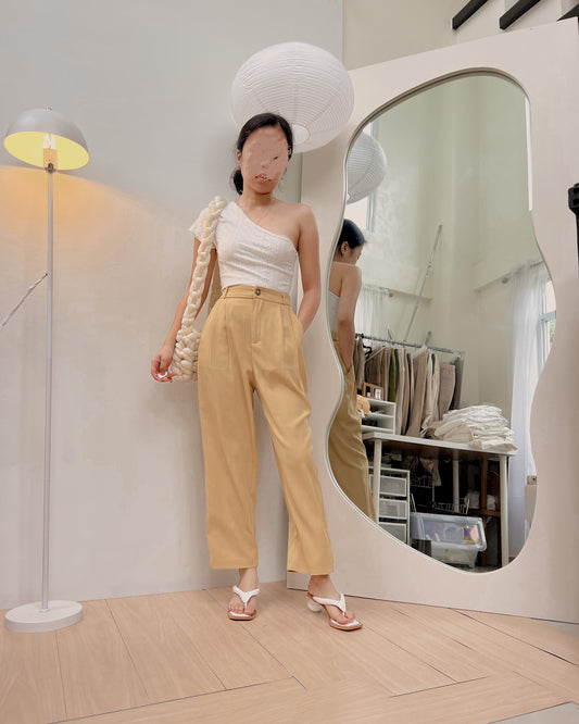 yellow pleated high quality trousers X34 (26-30)