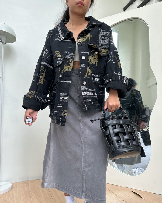 black button down cover up with pints