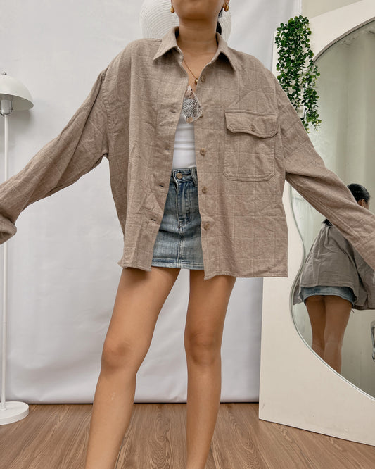 UNIQL0 brown button down cover up jacket