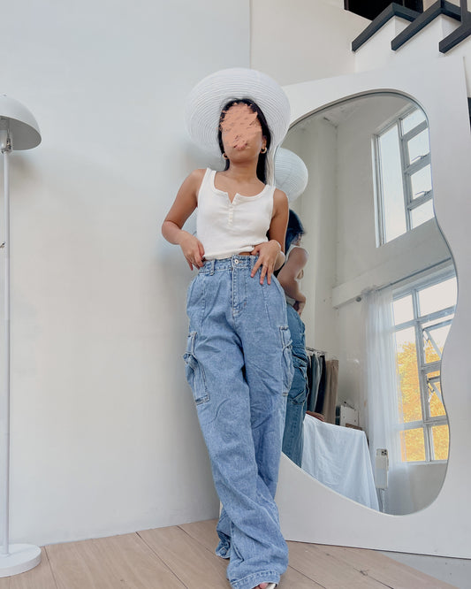 vintage washed baggy cargo pants D6 (26-27)