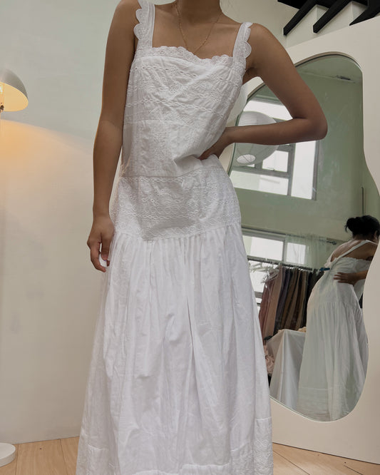 white eyelet maxi dress