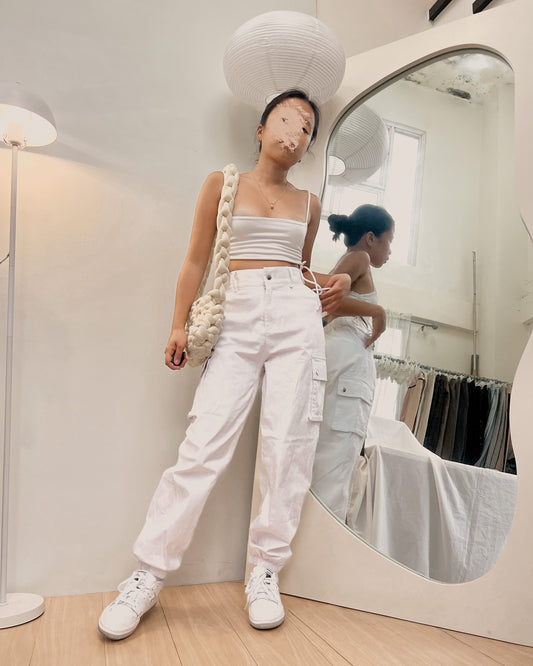 white cargo denim pants (28-30) L16