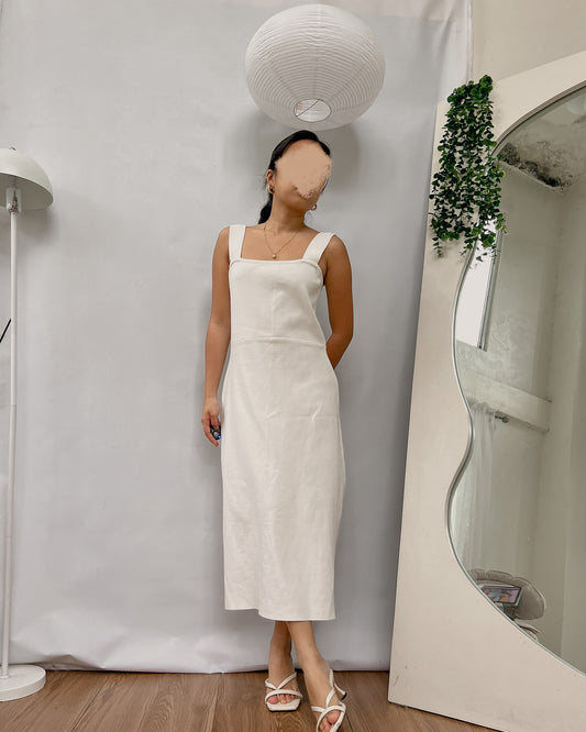 white knitted maxi dress