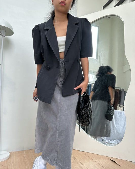 black butterfly sleeves blazer