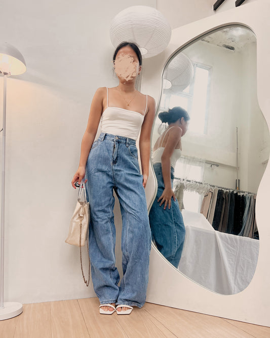 vintage washed denim straight cut pants (27-28) 🎧