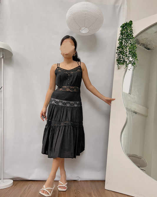 linen adjustable straps tiered dress