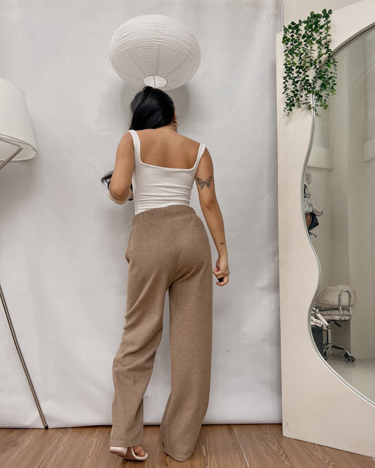 garterized knitted brown lounge pants X2