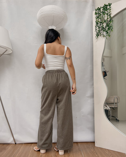 favorite garterized stripes dark brown knitted lounge pants V22