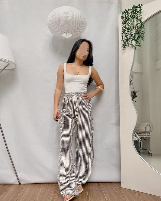 stripes garterized lounge pants V34