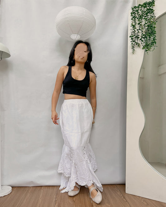 linen mermaid cut eyelet maxi skirt s7