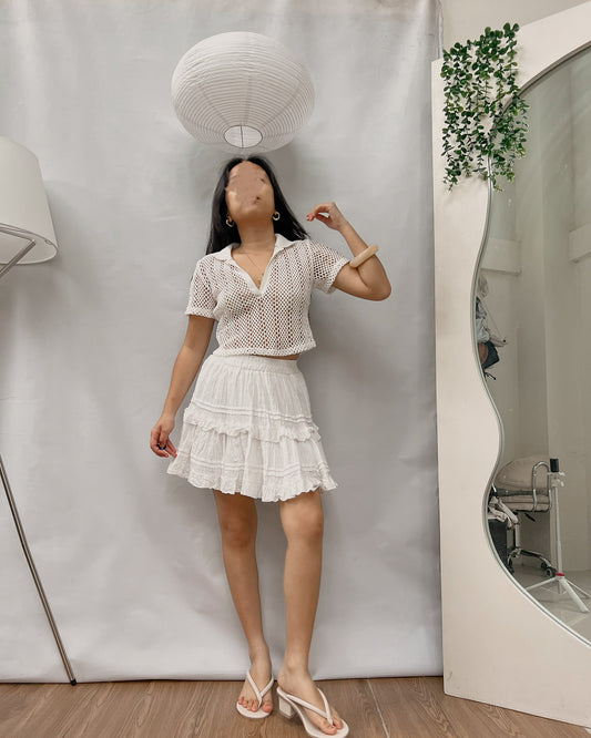 white tiered ruffled skirt T3