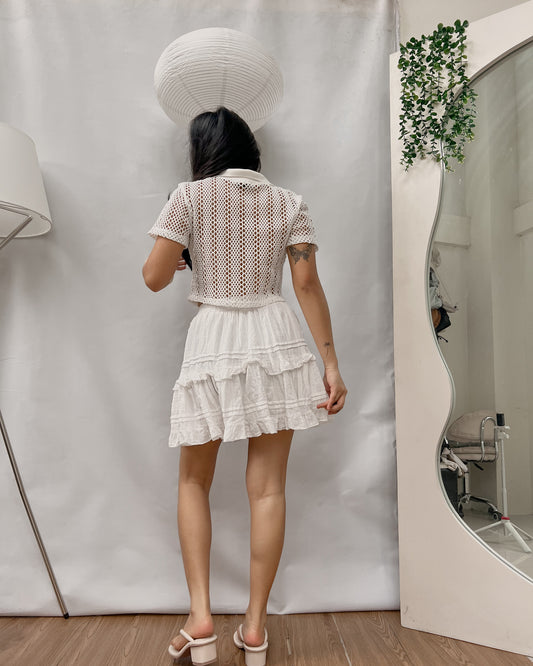 white tiered ruffled skirt T3
