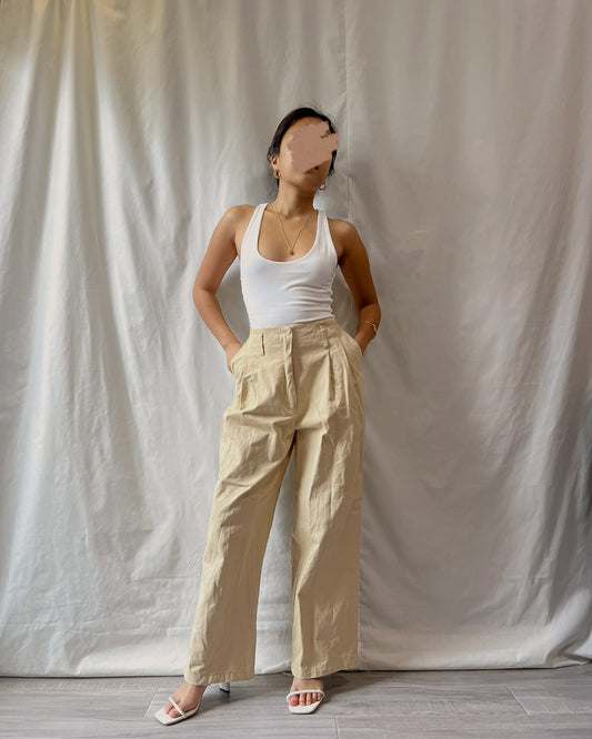 canvas linen clean cut hem trousers x13