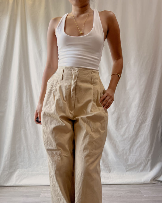canvas linen clean cut hem trousers x13