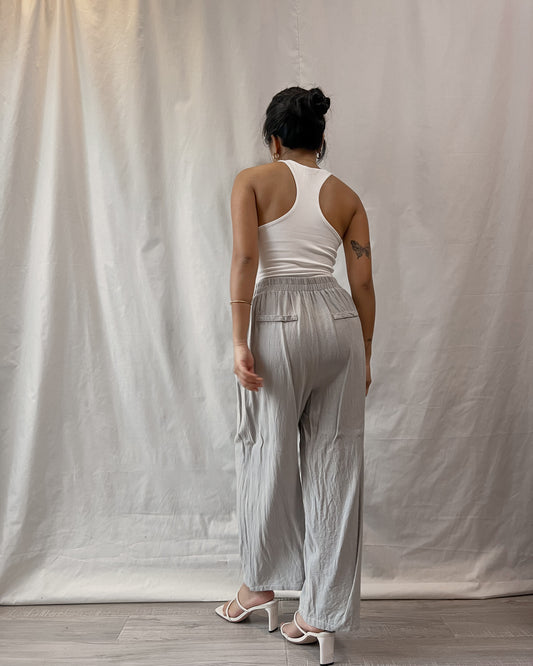 linen pleated gray trousers z1