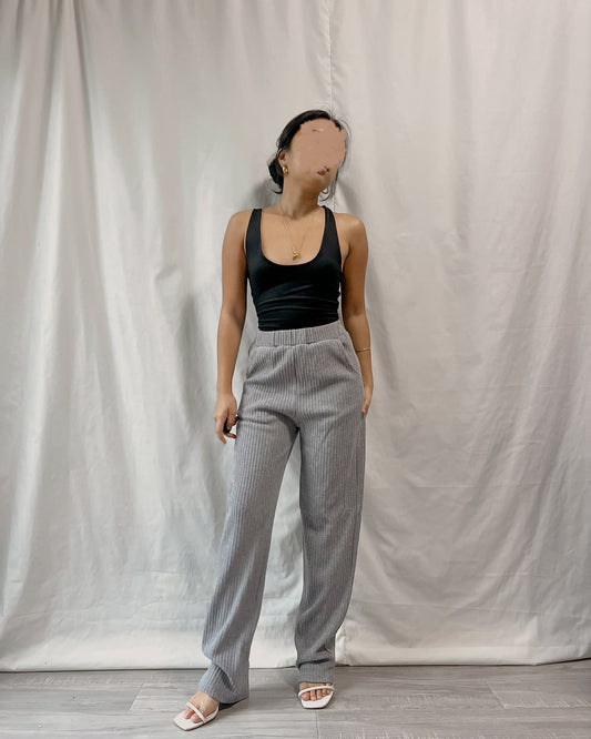high quality ribbed knit gray lounge pants x7