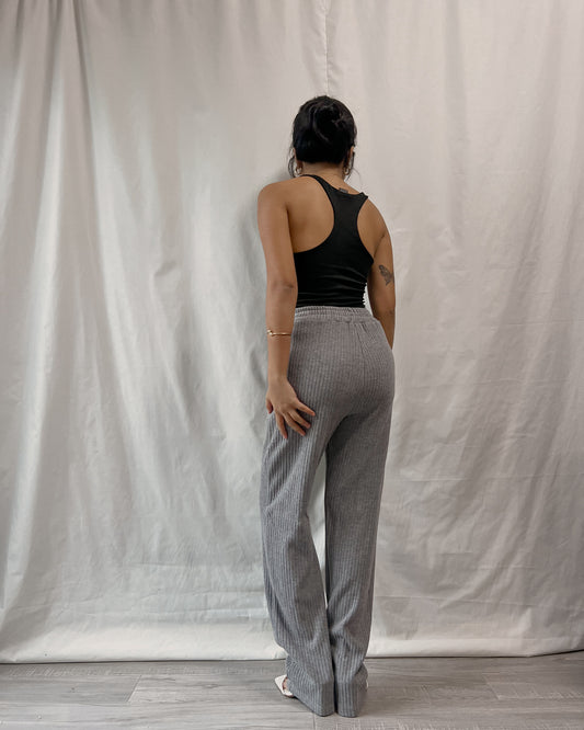 high quality ribbed knit gray lounge pants x7