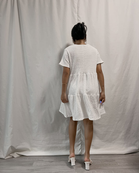 ZARA white textured mini dress