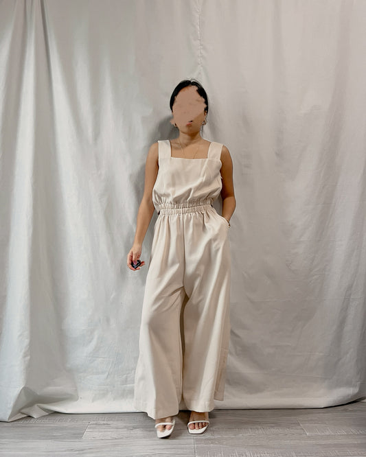 nude square neck jumpsuit