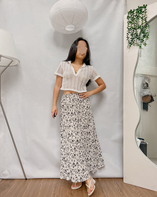 floral printed a-line maxi skirt C59