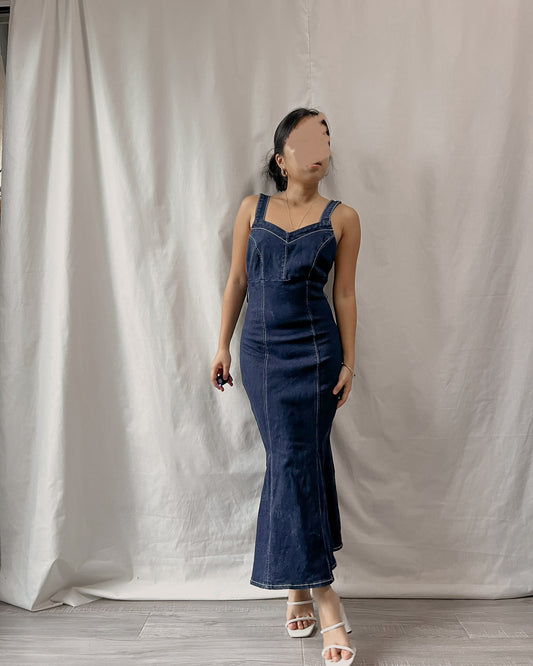 denim mermaid bodycon dress