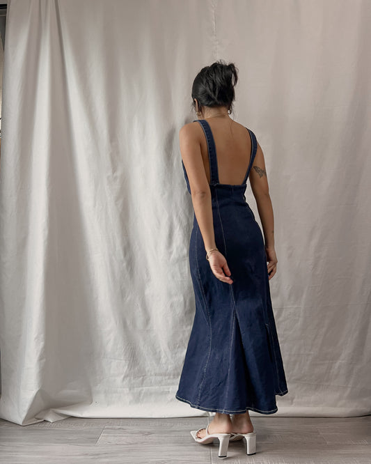 denim mermaid bodycon dress