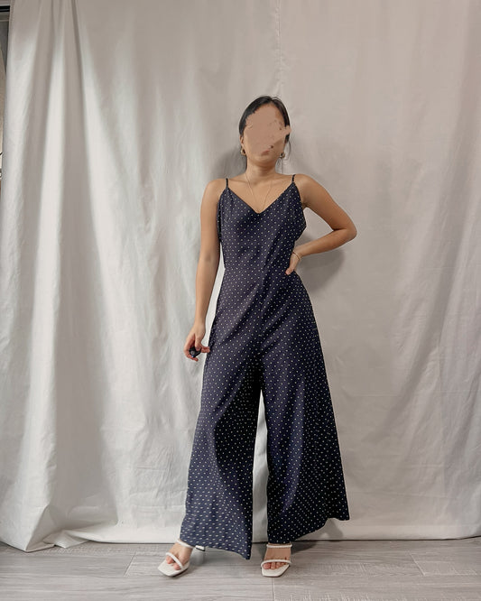 polka dots sleeveless v-neck jumpsuit