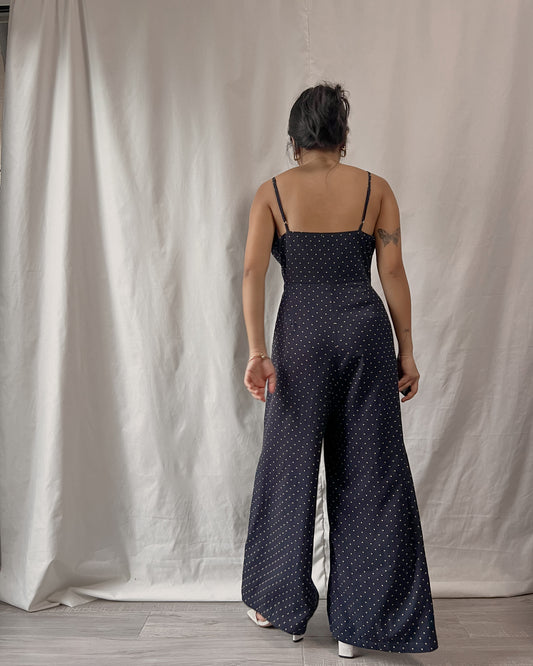 polka dots sleeveless v-neck jumpsuit