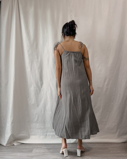 INTIQUE gray tie sleeves cami dress