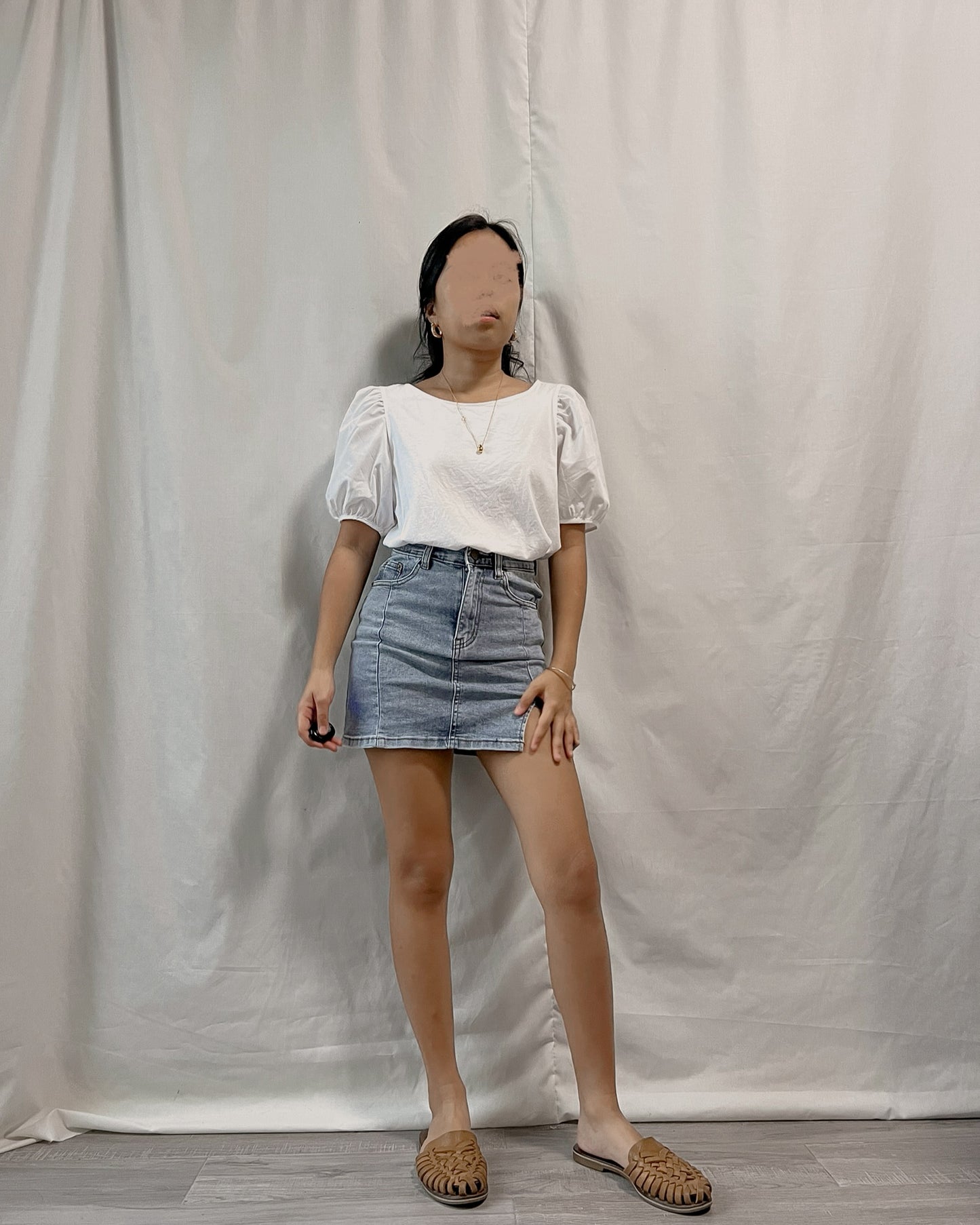UNIQLO white casual puff sleeve top