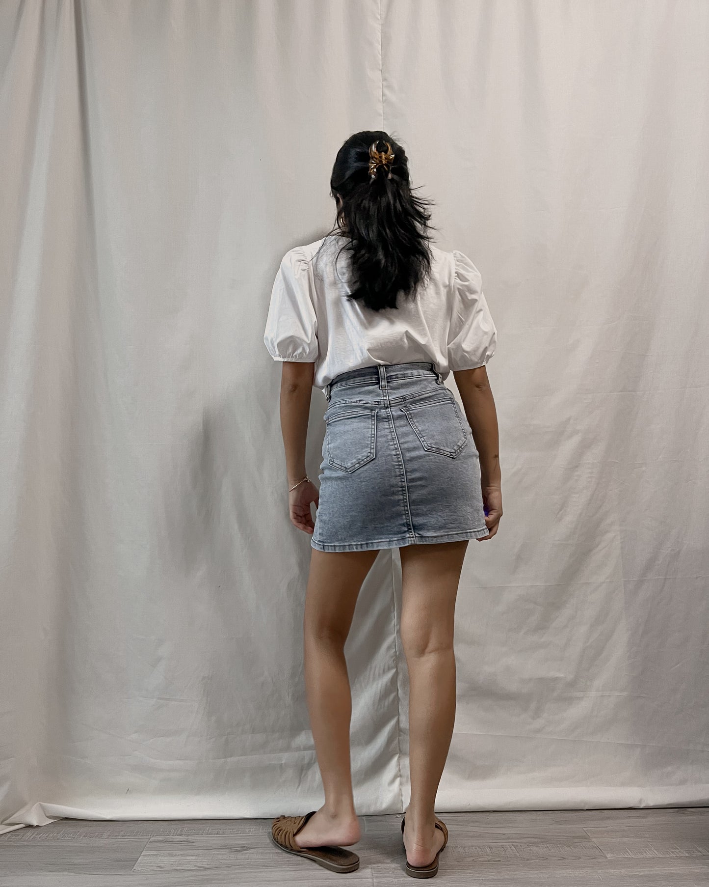 UNIQLO white casual puff sleeve top