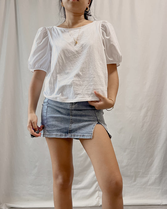 UNIQLO white casual puff sleeve top