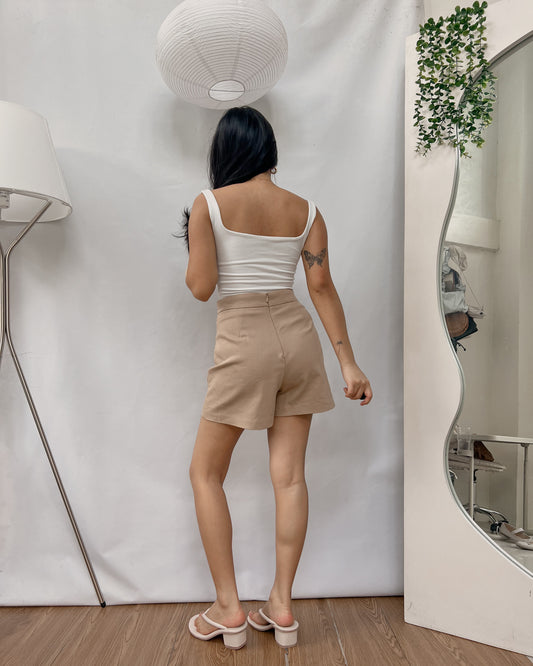 STRADIVARIUS brown button front skort T12