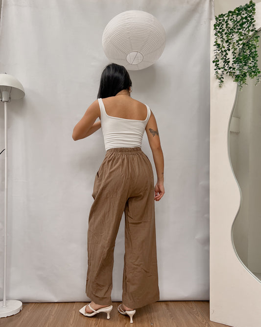brown clean waist hem brown pants A24