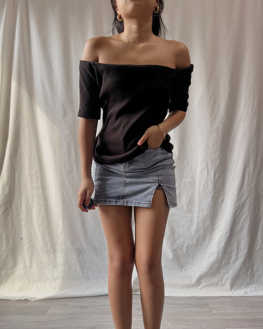 H&M black three quarter off shoulder top