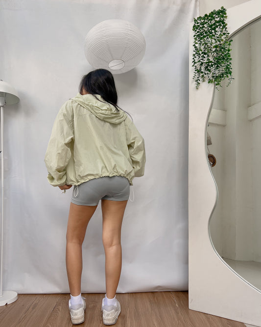 green semi cropped parka jacket