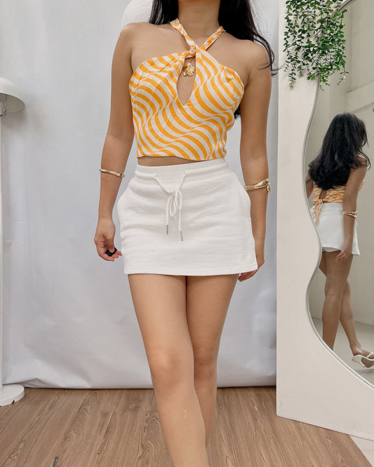 ZARA silk printed cross neck crop top