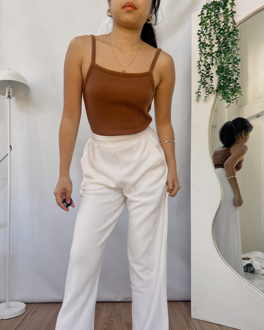COTTON ON dark brown ribbed top