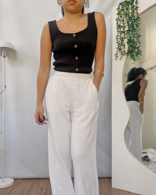GU black square neck ribbed top