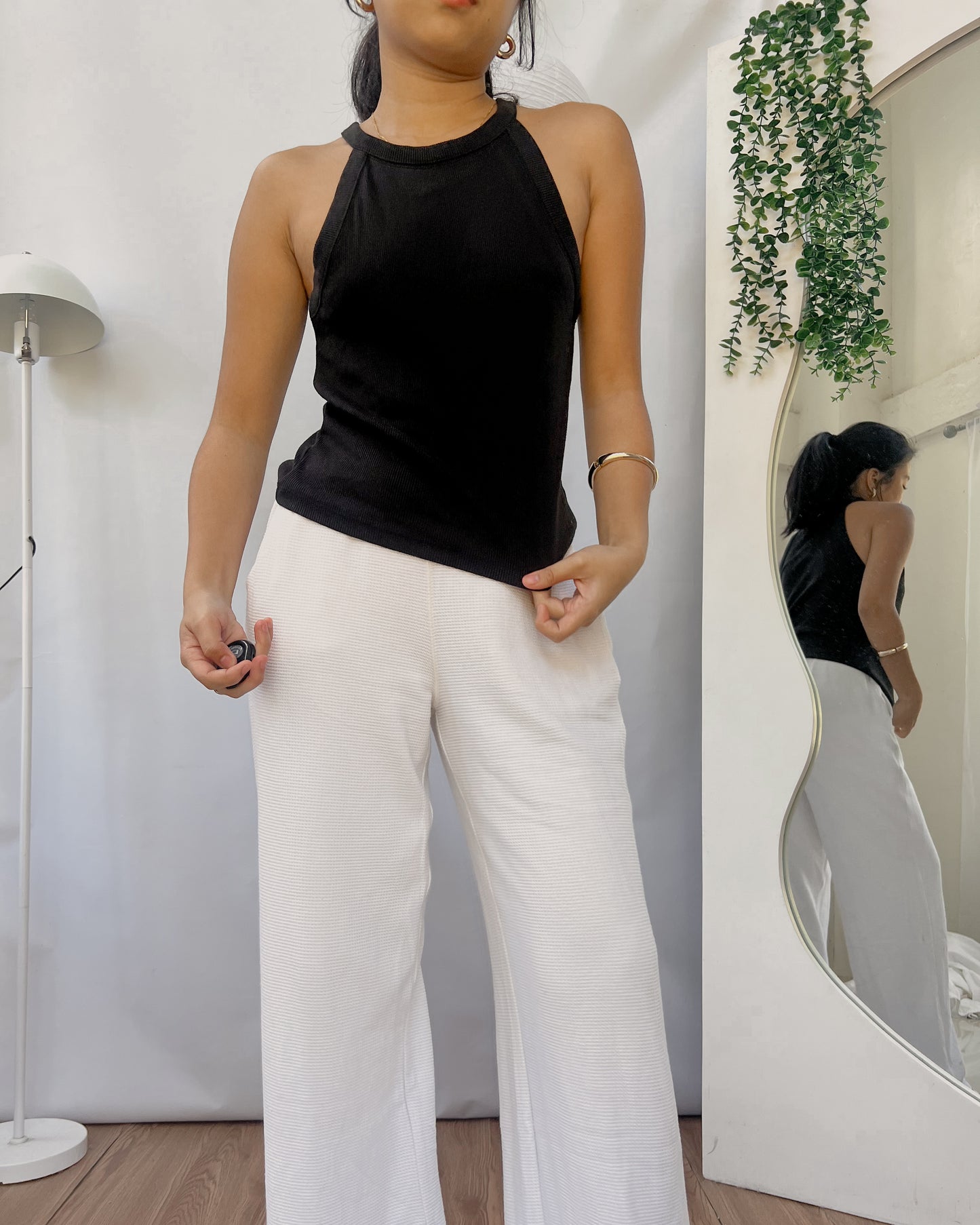 GU black ribbed halter top