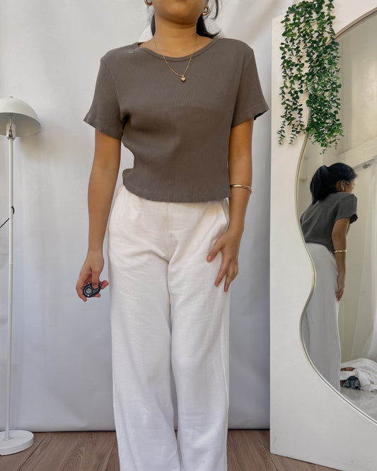 UNIQLO gray ribbed basic top