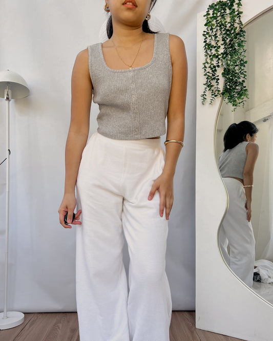 GU ribbed gray crop basic sleeveless top